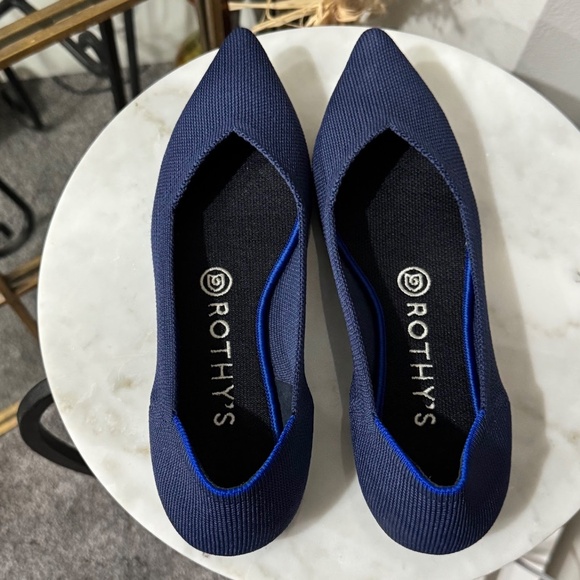 Rothy's The Point Maritime Navy Pointed Toe Slip On Shoes Washable Flats Size 7 - Picture 3 of 10